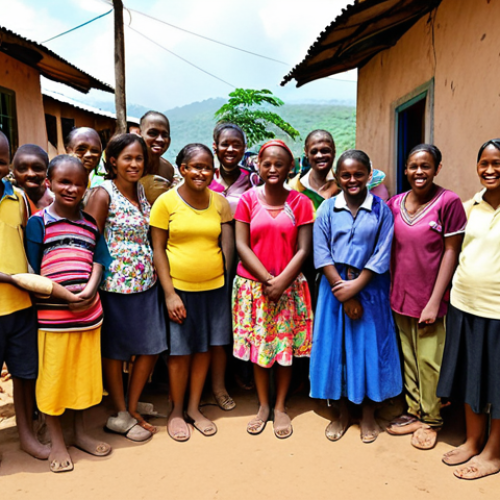 **

A diverse group of NPO/NGO staff collaborating on a project in a vibrant, impoverished community. Focus on the smiles and dedication of the team members, and the positive impact their work has on the children they are helping. Include elements representing education and community development.

**